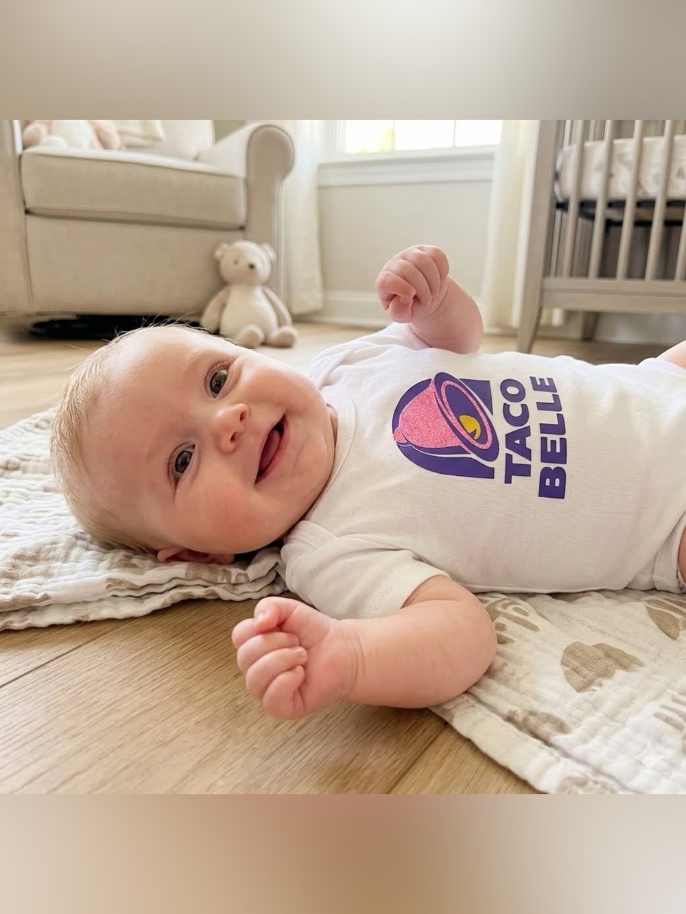 Taco Belle White Baby Onesie 3-6 months